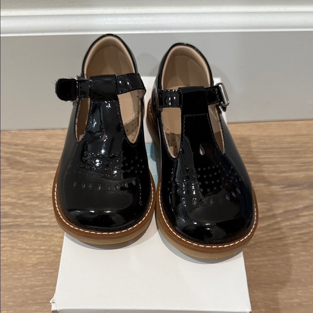 Brand new Elephantito Black Patent T-Strap Dress Shoes for Girls